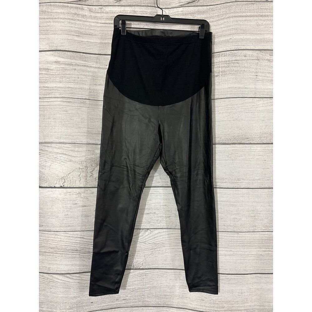 NWOT Maternity Pleather adjustable Leggings Size L